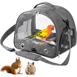 Рюкзак для птахів, переноска для птахів, транспортний контейнер для птахів. Переносний клітка для птахів, сумка-переноска з дерев'яною жердкою, нержавіюча таця для папуг, щуряків, хвилястих понічок.