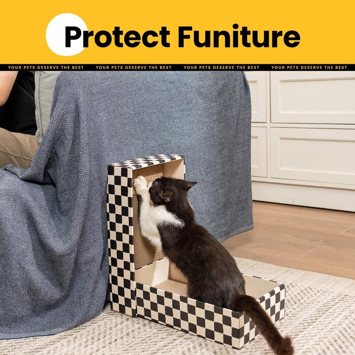 5-Piece Cat Scratch Box Set from Conlun: Large, Double-Sided Design, Interactive Openings, Durable Scratch Pad, Furniture Protector (White)