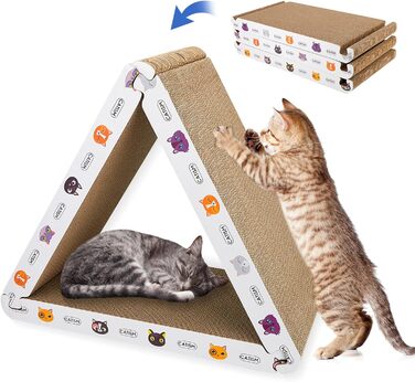 Картонний трикутний будинок-кіготьочка для котів Catismus, складаний, екологічний тунель-іграшка