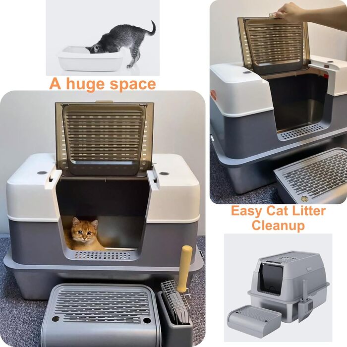 Котячий туалет з високими стінками Scirove XL з кришкою