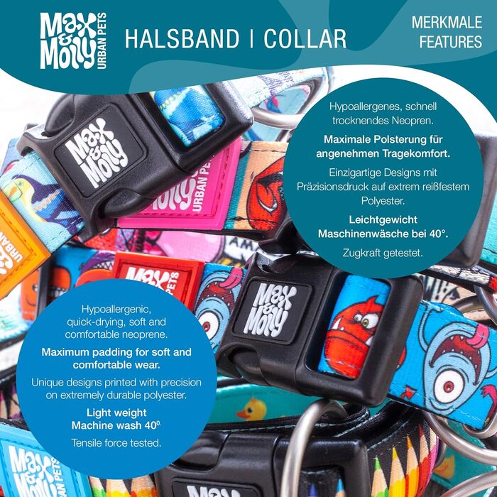 Нашийник для собак Max & Molly Gotcha! з Smart ID: водонепроникний, зручний, з коміксом, ширина 2.5 см