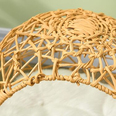 Кігтечка Pawhut для котів: затишна хатинка-ліжко з ротангу, коричнева, Ø45 x 57 см