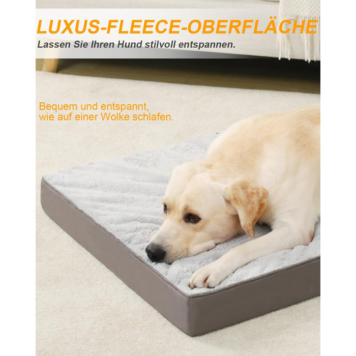 Ортопедичне ліжко для собак середнього розміру KSIIA, 90x57 см, знімний чохол, двостороннє, сіре