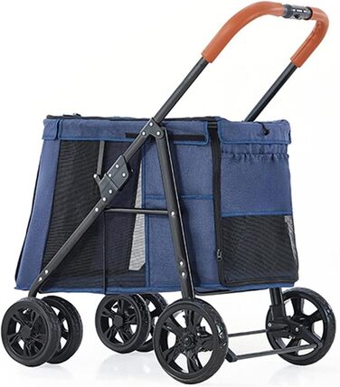 Візок для собак великих порід, переноска для тварин до 30 кг, візок-переноска для собак, котів, візок-бігун, складний, блакитний