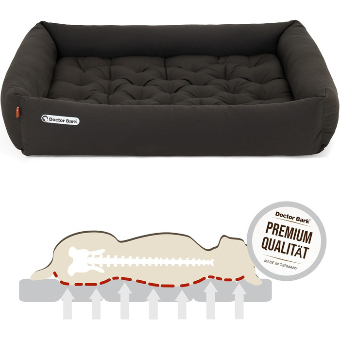 Ортопедичне ліжко для собак Doctor Bark - миється до 95°C, гігієнічне, без запаху, великі породи, з м'яким коржем (XXL 110x100 см, коричневе)