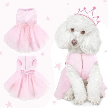 Сукня для собак на весілля: розкішний собачий балетний костюм принцеси, літня сукня для цуценят, сукня для собак на весілля з бантиком, для маленьких дівчаток (XS, Рожевий)