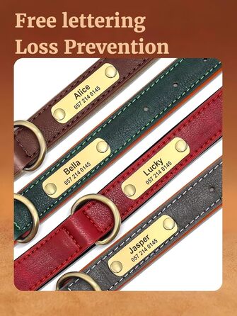 Нашийник та поводок для собак, шкіряний, персоналізований, м'який, з міцним нашийником та індивідуальною табличкою, регульований (M, верблюжий, комплект (S:Neck 23-32cm, Width 1.5cm, помаранчевий та блакитний))