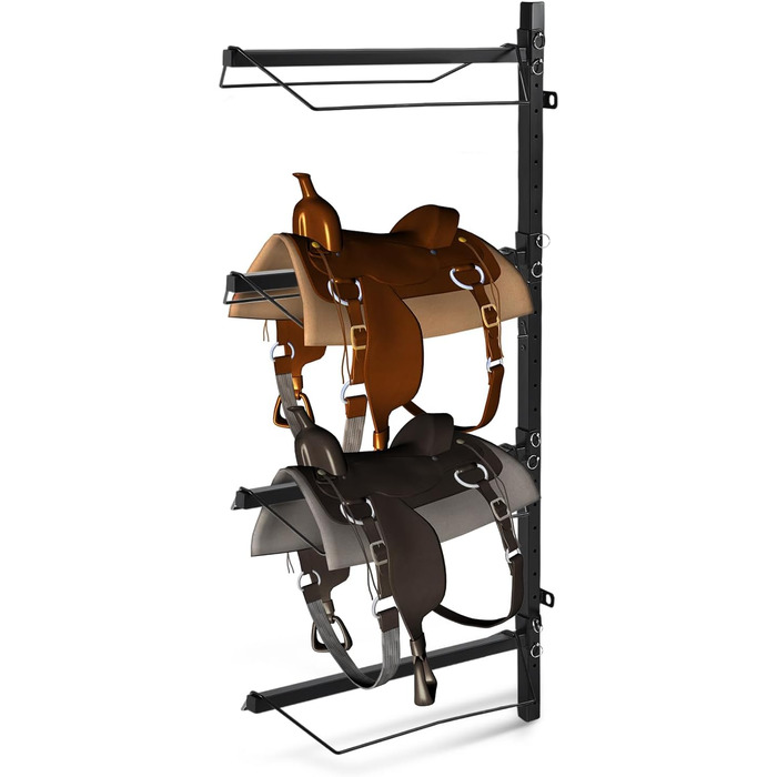 Стійка для сідел Patterr з 4 рівнями, настінна, для коней, міцна, для вестерн та англійських сідел, тримач для сідла, затискач для вуздечки, підкладки, аксесуарів для коней