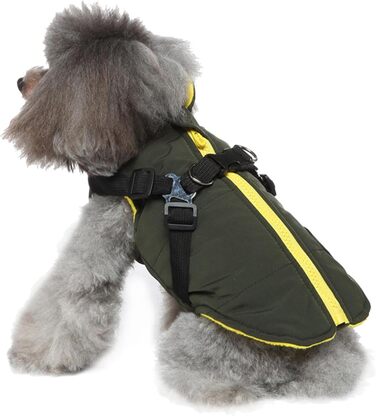 Зимова куртка для маленьких собак: тепла, вітро- та водонепроникна, двостороння куртка з блискавкою, зелена XL