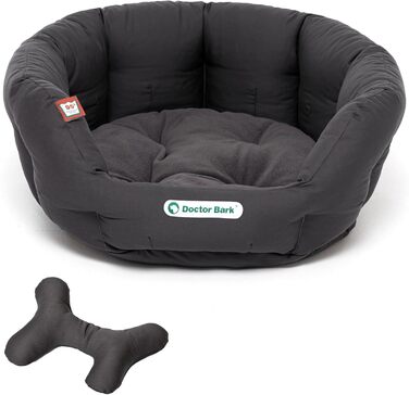 Кругле ліжко для собак Doctor Bark, 50x40 см, сіре, з ортопедичною подушкою, для середніх собак, миється до 95°C, Made in Germany