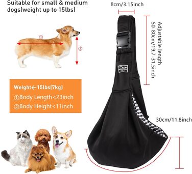 Сумка-слінг для собак NiCoLa: переноска для цуценят, чихуахуа, пуделів, бішон фрізе та котів, сіра/чорна