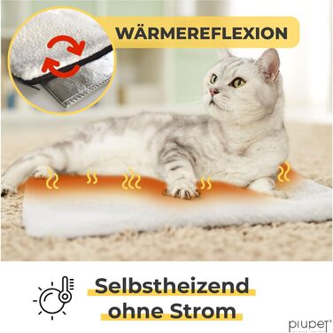 PiuPet® Самогрівальна котяча ковдра, 60x45 см, без електроенергії, тепла ковдра для котів, аксесуар для котів (біла)