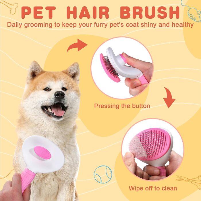 Набір для догляду за шерстю для собак та котів: 10 щіток, тример для нігтів, гребінець, для здорової шкіри та шерсті