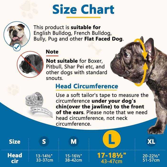 Нашийник-маска для собак Mayerzon: м'який силіконовий нашийник для Французького бульдога, Ши-тцу, Мопса. Захист від кусання, лизання, грумінг. Дозволяє дихати. Розмір L