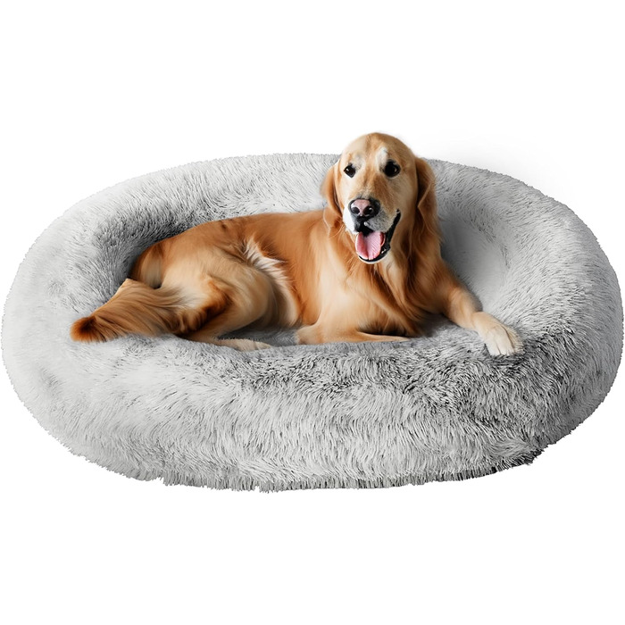 Ортопедичне заспокійливе ліжко для собак великих порід, XL, анти-тривожне ліжко для тварин знімним та пральним чохлом, м'яке ліжко-софа для собак, підтримуючий пінопласт, сірий колір, 112x89x24 см