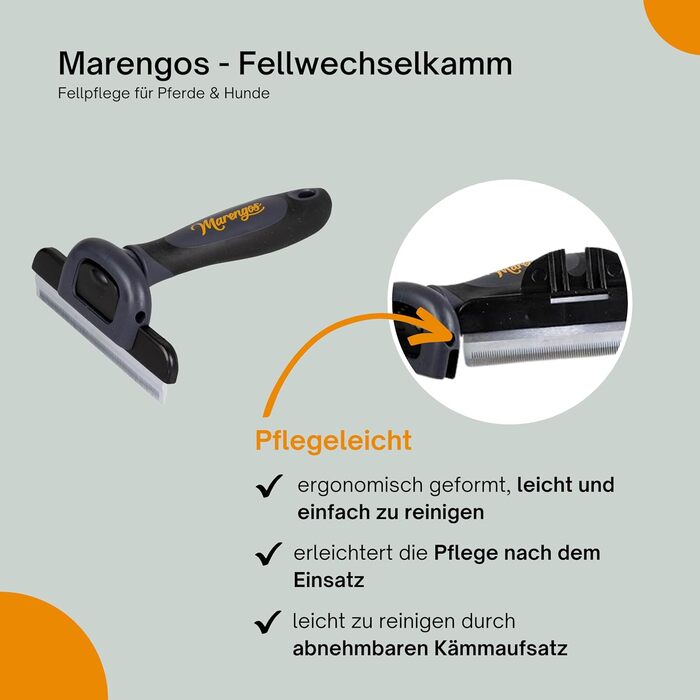 Гребінець для шерсті коня та собаки Marengos | Видаляє підшерсток та зимове хутро | Здорове шкірне покриття та блискуча шерсть | Гребінець для гриви коня | Допомога у линянні коней та собак | Аксесуари для коней