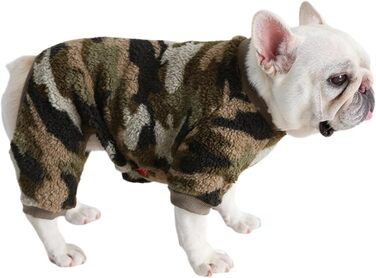 Піжама для собак, тепла флісова, мила, костюм для цуценят та собак, розмір M (L, зелений/камуфляж)