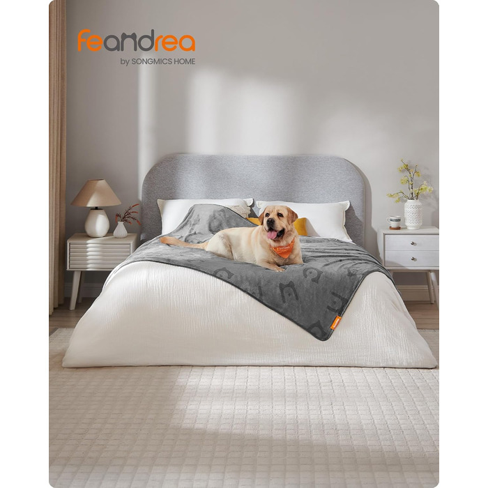 Набір з 3-х простирадл для собак Feandrea, 152x127 см, фланель, сірий, для середніх та великих собак, захист дивану