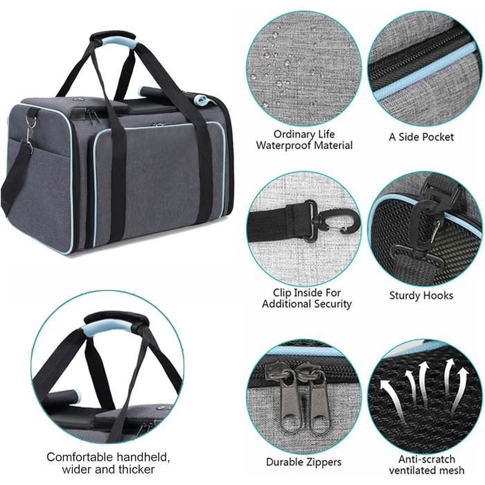 Транспортна переноска для кота Wuudi, складана сумка для собак, переноска для кота для подорожей літаком/автомобілем, дихаюча переноска для кота, маленькі собаки в авто