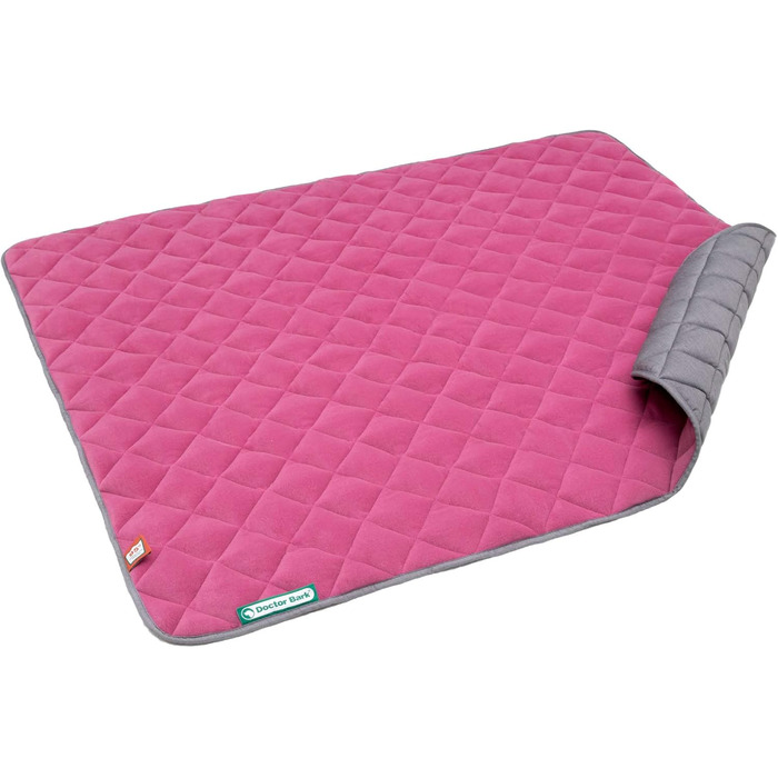 Лежанка для собак Doctor Bark з флісу, двостороння - м'яка та міцна, для великих собак, можна прати до 95°C (рожевий/світло-сірий, XL - 120x100 см)