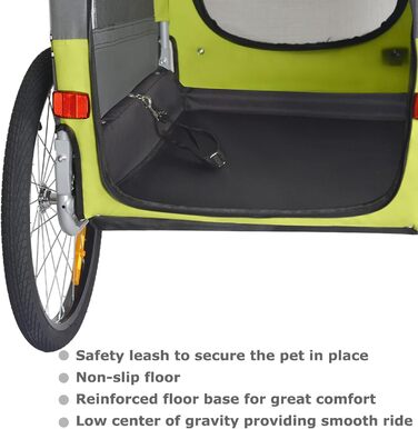 Причіп для собак Tiggo VS Pets M - велосипедний причіп для собак, 80201 (зелений)