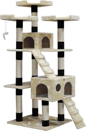 Дряпка для котів Go Pet Club, 84x56x183 см, бежево-чорна