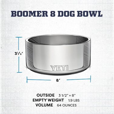 Миска для собак YETI Boomer, біла, 8 дюймів, нержавіюча сталь