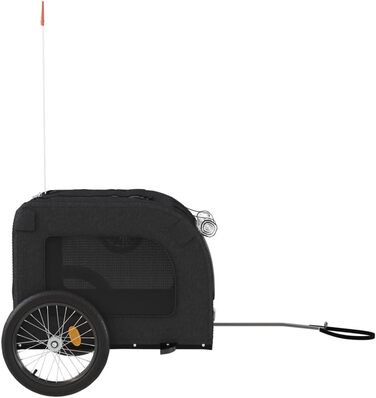 Фургон для собак VidaXL - чорний, 45 кг, з прапором та відбивачами, 69 x 133.5 x 73.5 см