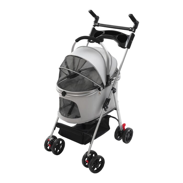 Складаний візок для собак та котів, сірий (50x60 см)