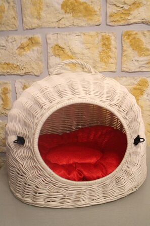 Транспортний кошик для котів, котяча печерка, кошик з плетіння лози з подушкою