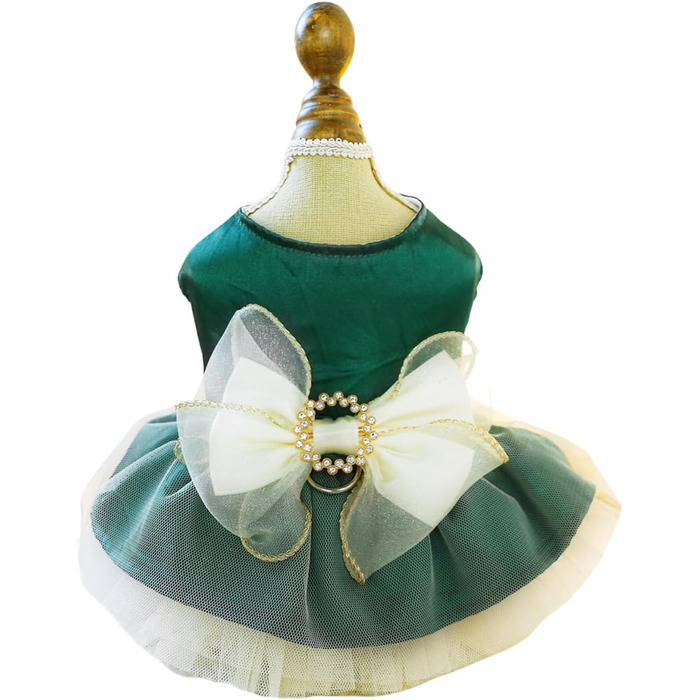 Сукня-тьюль для котів, мереживна, XL, зелена. Ідеально для святкування та фотосесій.