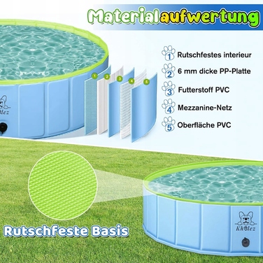 Складаний басейн для собак 120x30 см: протиковзкий піддон зі зливом