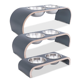 Набір мисок для собак MilaCasa - 2 шт., підняті миски для корму, сірий, для собак