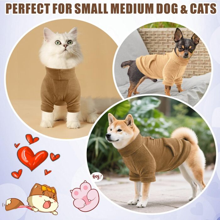 Теплий собачий світшот Mosukoirl з кишенею для маленьких та середніх собак і котів (Чіхуахуа, Тедді) - Кaki/Braun