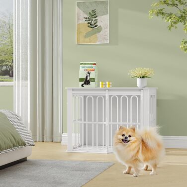 Дерев'яний вольєр для собак, 81 см, вольєр-стілець для дому, 2 двері, розсувні, для маленьких та середніх собак, міцний, 81 × 55 × 62,4 см, білий
