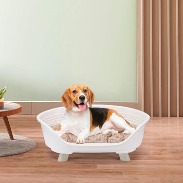 Підвищене ліжко для собак та котів Ferplast Throne з бавовняним матрацом, білий, 61,5 x 45 x 26 см