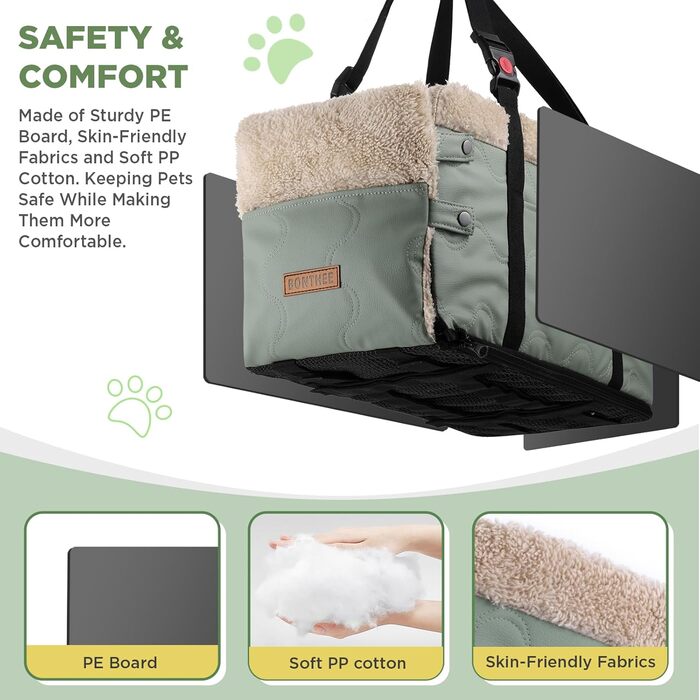 Автокрісло для собак з PU-шкіри, Рожеве (Зелена PU-шкіра)