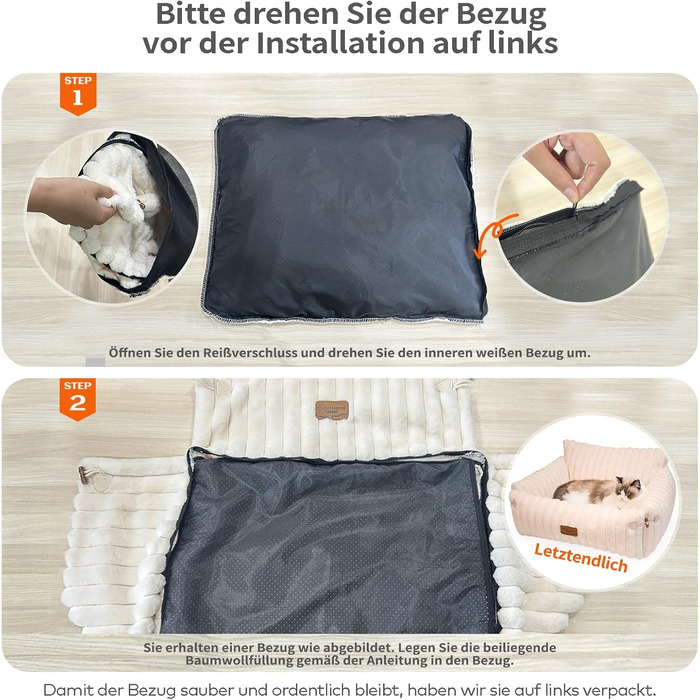 Софа для котів CheerPals Extended Katze – велике м'яке ліжко для котів та маленьких собак знімний, зручний дизайн, 63 x 55–66 см