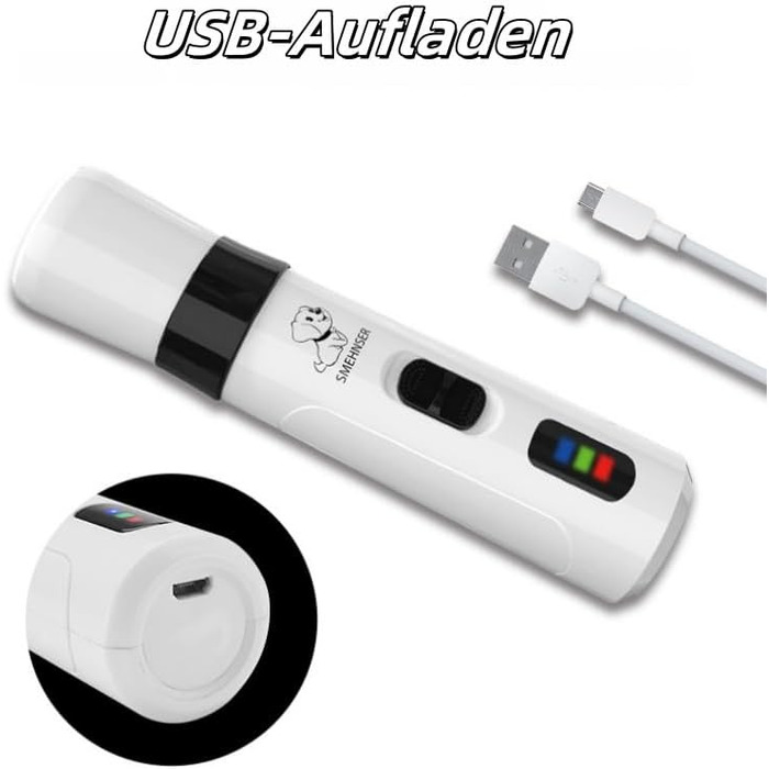 KELENO TrimNox Pro – Безшумний точило для кігтів собак, для безтурботного догляду. М'який та ефективний, портативний, з USB-зарядкою, з низькою вібрацією, білий