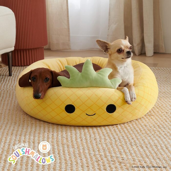 Оригінальне м'яке ліжко для домашніх тварин Squishmallows Maui Ананас, 76,2 см, плюшеве, ультрам'яке, офіційне