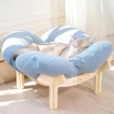 Кігтечка для котів CheerPals: зручне ліжко-стілець з м'яким подушками, 55х55 см, білий (світло-блакитний)