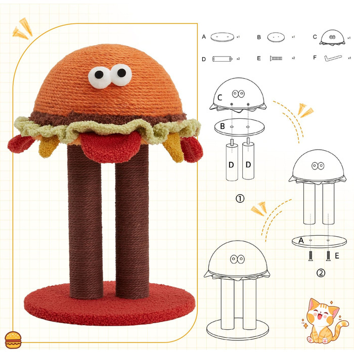 Котячий будиночок-кратцбаум Erinnyees, 47 см: милий, функціональний, з сизалевого мотузка для котів