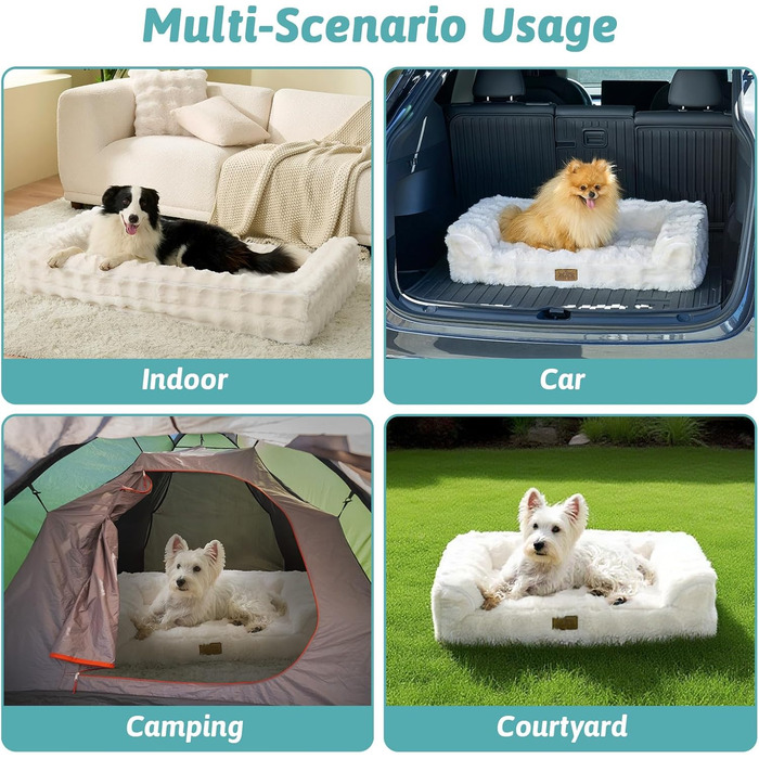 Ортопедичне ліжко для собак XL з штучного хутра, U-подібне, великі породи, водонепроникний чохол, антиковзаюче, м'яке, тепле, для прання