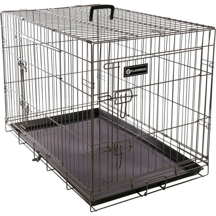 Клітка для собак Flamingo DRAHTKÄFIG EBO, металева, колір тауп, розмір L 56x92x64 см