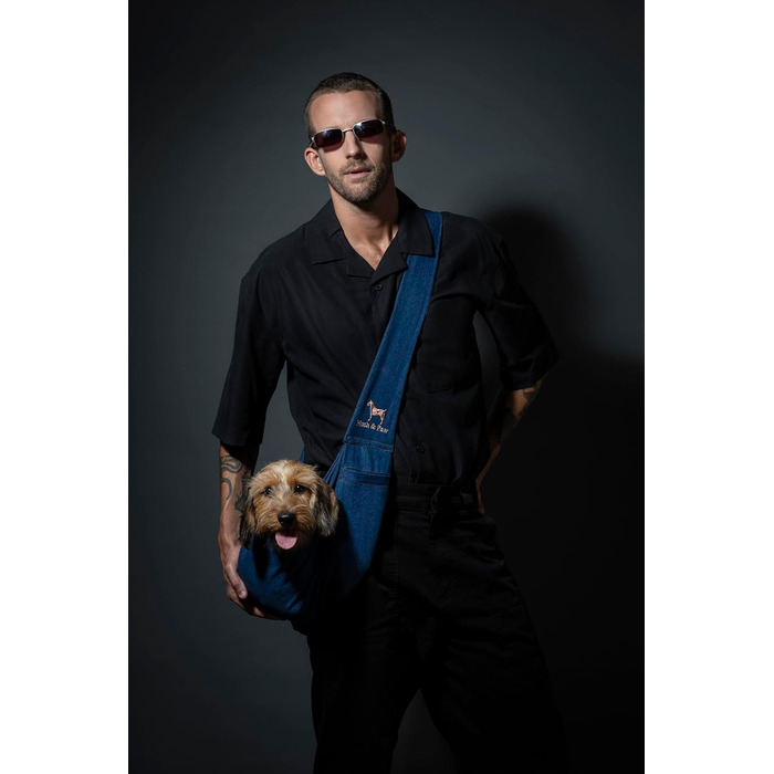 Трасик для собак Noah & Paw: переноска для маленьких собак до 10 кг з регульованим ремінцем та м'яким хутром. Двошагова система безпеки, переноска для тварин з преміум деніму