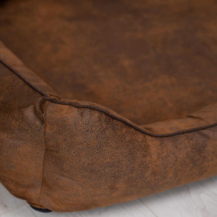 Ортопедичне ліжко для собак Tierlando® Alberto у вінтажному стилі, знімний велюровий чохол, 120x85 см, колір: світло-коричневий