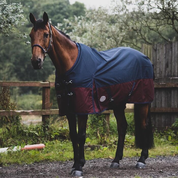Кінська попона eQuitack 1200 ден, водонепроникна з флісовою підкладкою, 125 см, синя/бордова