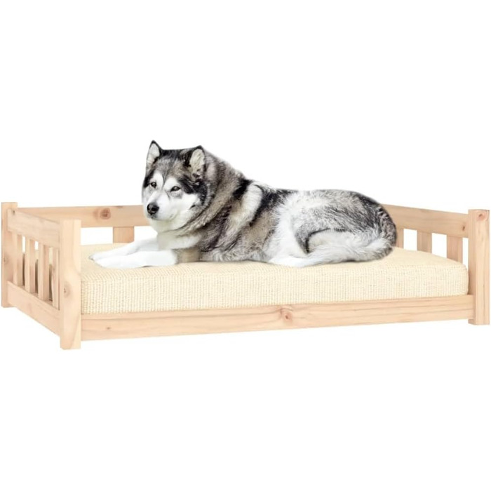 vidaXL Ліжко для собаки 105,5x75,5x28 см з масиву сосни, натуральне, собаче ліжко-кошик, диван для собак