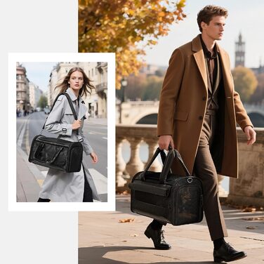 Транспортна переноска для кота/собаки 4 Pet, чорна, з сіткою та захистом, для подорожей літаком та авто