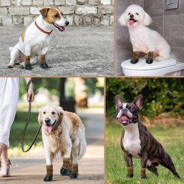 Водонепроникні шкарпетки для собак - захист лап, антиковзкі, 4 шт., для Лабрадора, Хаскі, леопардовий принт